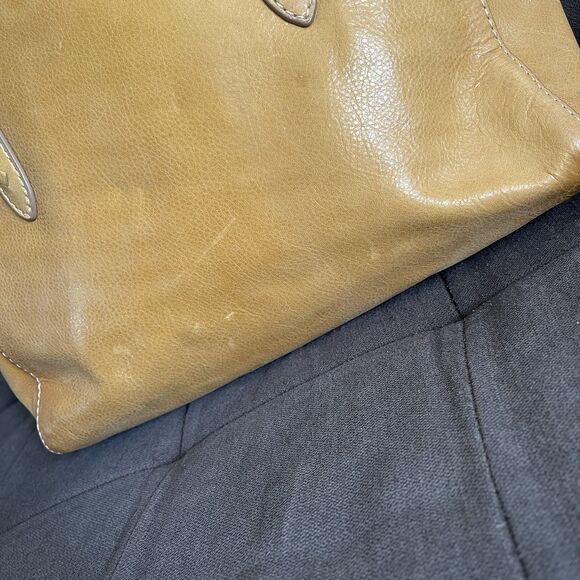 Frye Artisan Leather Melissa Tote Bag Shoulder Shopping Purse Mustard Brown - Picture 8 of 16